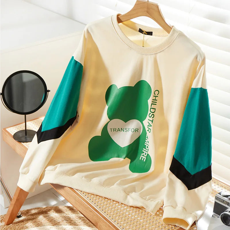 150Kg Plus Größe frauen Fehlschlag 157 Frühling Lose Langarm Rundhals Gedruckt Casual Sweatshirt 6XL 7XL 8XL 9XL 10XL 3-Farben.