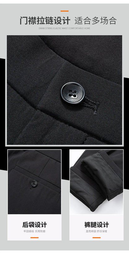 Men's Winter Formal Down Pants Goose Feather Warm Trousers Business Suit Pants for Man  calca termica masculina inverno PT-597.