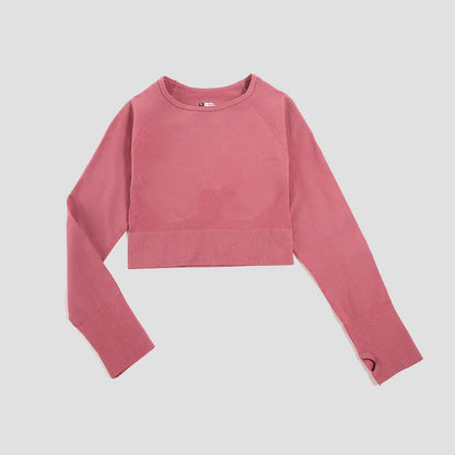 Women's Shirt Seamless Crop Top Fitness Shirts Long Sleeve Sports Top Woman Yoga Tops Activewear With Thumb Hole Sportswear