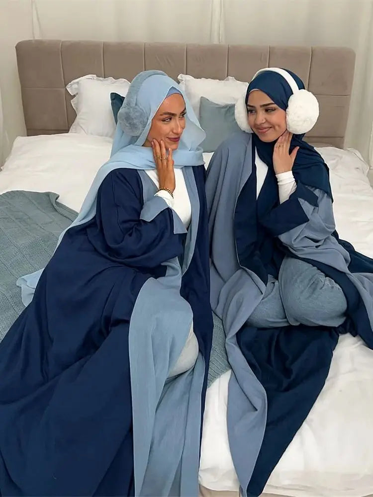 Open Modest Kimono Abaya Dubai Luxury Muslim Cardigan Coat Abayas for Women Islam Kebaya Caftan Marocain Robe Femme Musulmane.