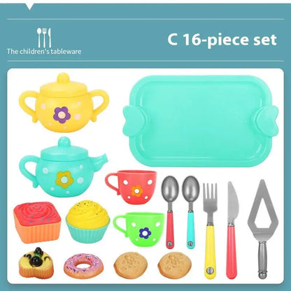 1 Set Plastic Teapot Teacup Food Pretend Play Toy Kids Simulation Tea Kit Kitchen Afternoon Tea Toys For Boy Girl Birthday Gift.