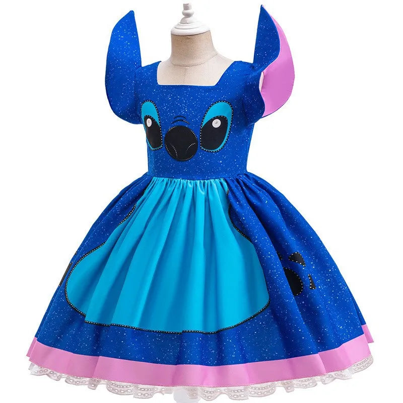 Baby Disney Film Stich Rolle Spielen Kostüm Sets Cartoon Niedliche Prinzessin Kleid Bühne Leistung Halloween Karneval Kinder Kleid.