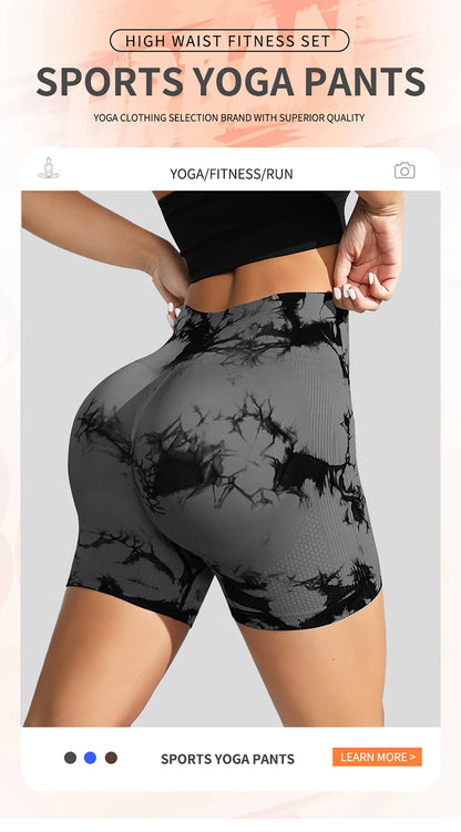 Tie Dye Seamless Leggings for Women High Waist Yoga Pants Scrunch Butt Lifting Elastic Tights Wide Waistband Sports Leggings.