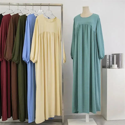 Muslim Loose plus Size Long Sleeve over Knee Pure Color Hooded Gown Spring Autumn Cross Border Fashionable Maxi Dress.