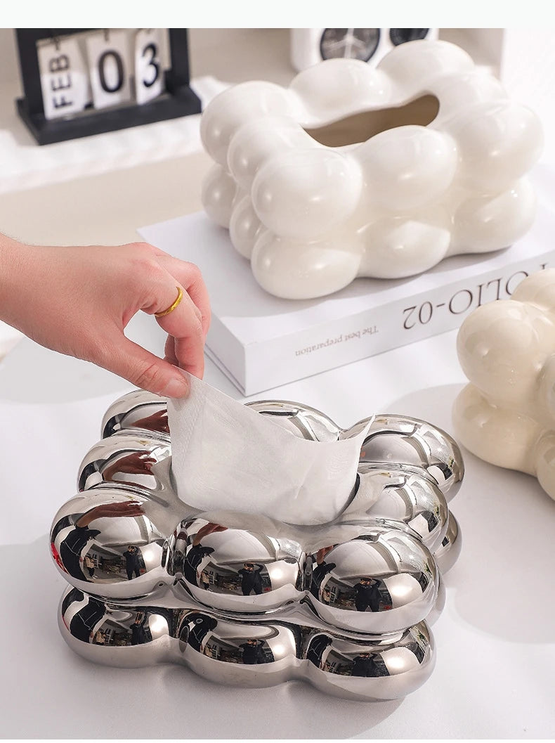 Ceramic Tissue Box Candy Drawer Napkin Paper Drawer Tray Household Storage Dining Table Tissue Box.