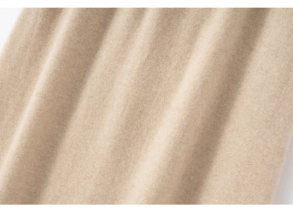 Pure cashmere half skirt, A-line loose, hip-hugging, high-end and exquisite long knitted hip-hugging skirt for autumn and winter.