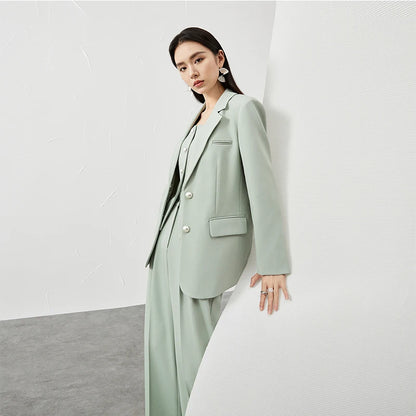 SENTUBILA 3 Piece Blazer Pant Suit Sets Women 2025 Autumn Suit Jacket Waistcoat Dress Pant Office Outfit Matching Set 141Z53565