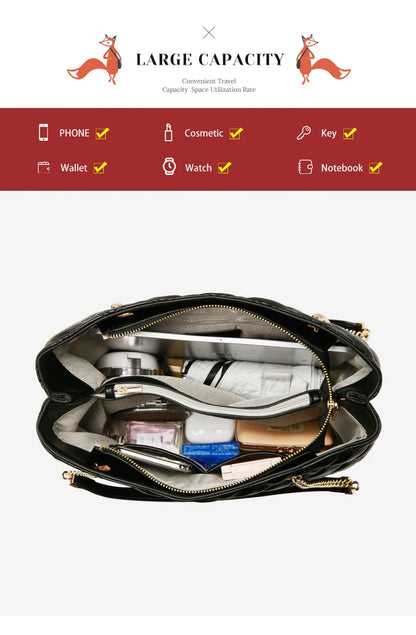 FOXER Women Fashion Quilted Shoulder Bag Female Classic Underarm Bag Vintage Lady Simple Tote Bags Chrismas Gift.