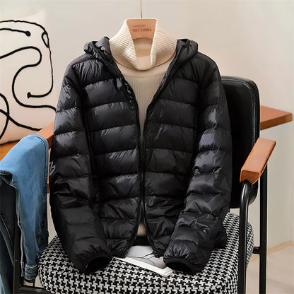 2024 neue Ankünfte Frauen Mit Kapuze Ultra Leichte Packbare Puffer Jacken Herbst Winter Weiße Ente Unten Weiblichen Koreanischen Dünnen Mantel