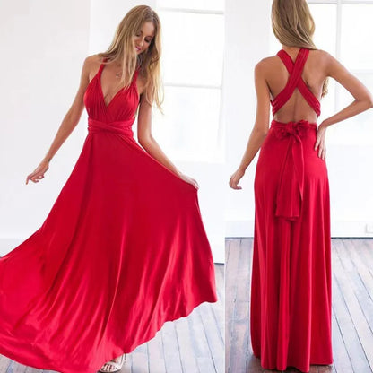 Sexy Frauen Multiway Wrap Cabrio Boho Maxi Club Rotes Kleid Verband Langes Kleid Party Brautjungfern Infinity Robe Longue Femme.