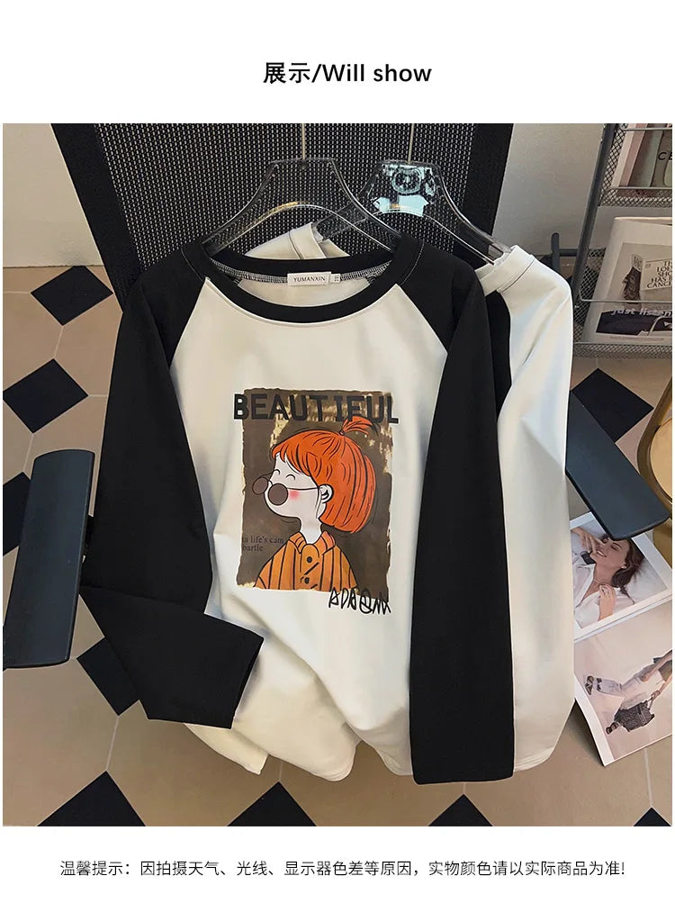 170kg Plus Size Damen Büste Herbst lässig Mode bedruckt Sweatshirt lose Langarm Top 6xl 7xl 8xl 9xl 10xl 11xl.