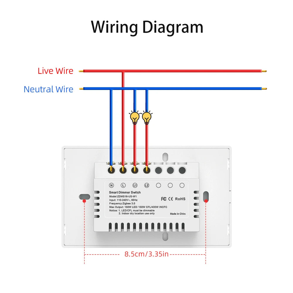 AVATTO Tuya WiFi/ZigBee Smart Dimmer Schalter 1/2 Gang Dimmer Licht Schalter Touch Panel APP Fernbedienung Für Alexa google Hause.