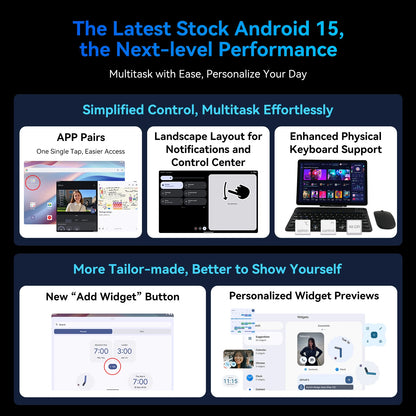 TABWEE T90 Android 15 Tablet with BT Keyboard,Mouse - Gemini AI, 24GB (8+16)RAM 128GB ROM, Octa Core T615, Gaming Tablet 11 Inch.