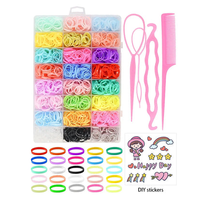 780/940Pcs Colorful Hair Bands Set Nylon Ealstic Hair Ties Ponytail Hold Scrunchie Rubber Band Kid Baby Girls Hair Accessories.