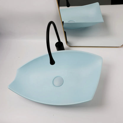 KEMAIDI Waschbecken-Set für Badezimmer, blaues Waschbecken, Deckmontage, Waschtisch-Waschbecken mit einem Griff, Aufsatzwaschbecken-Wasserhahn-Kombination