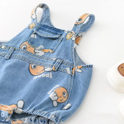 2 Stück Sommer Kinder Baby Denim Bodysuit und Mützen Anzüge einteilige Unisex Kleinkind Jungen Mädchen weiche Jeans Kleidung Jeans Sprung anzüge.