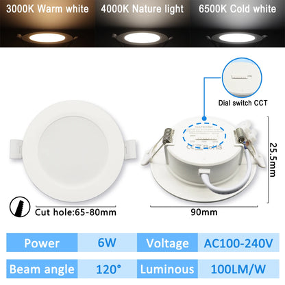 10 stücke CCT Spot Downlight Einbau LED Decke Licht 3 Farbe Eingestellt AC100-240V Zifferblatt Schalter 3000 K/4000 K/6500 K Innen Beleuchtung