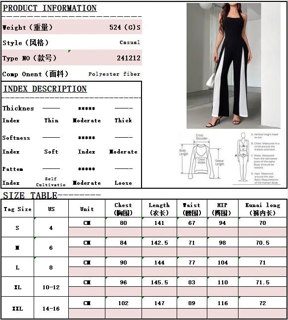 Casual Sleeveless Round Neck Jumpsuit Women's 2025 Summer Fashion Patchwork Slimming Halter Neck Sleeveless Backless One Piece.