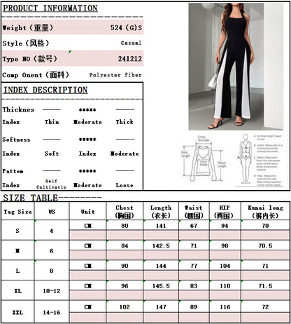 Casual Sleeveless Round Neck Jumpsuit Women's 2025 Summer Fashion Patchwork Slimming Halter Neck Sleeveless Backless One Piece.