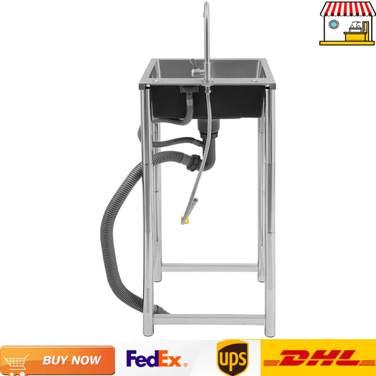 Freistehendes Einzelbecken-Spülbecken, 45,7 x 40,6 x 22,9 cm, Edelstahl, gebürstetes Restaurant-Waschbecken