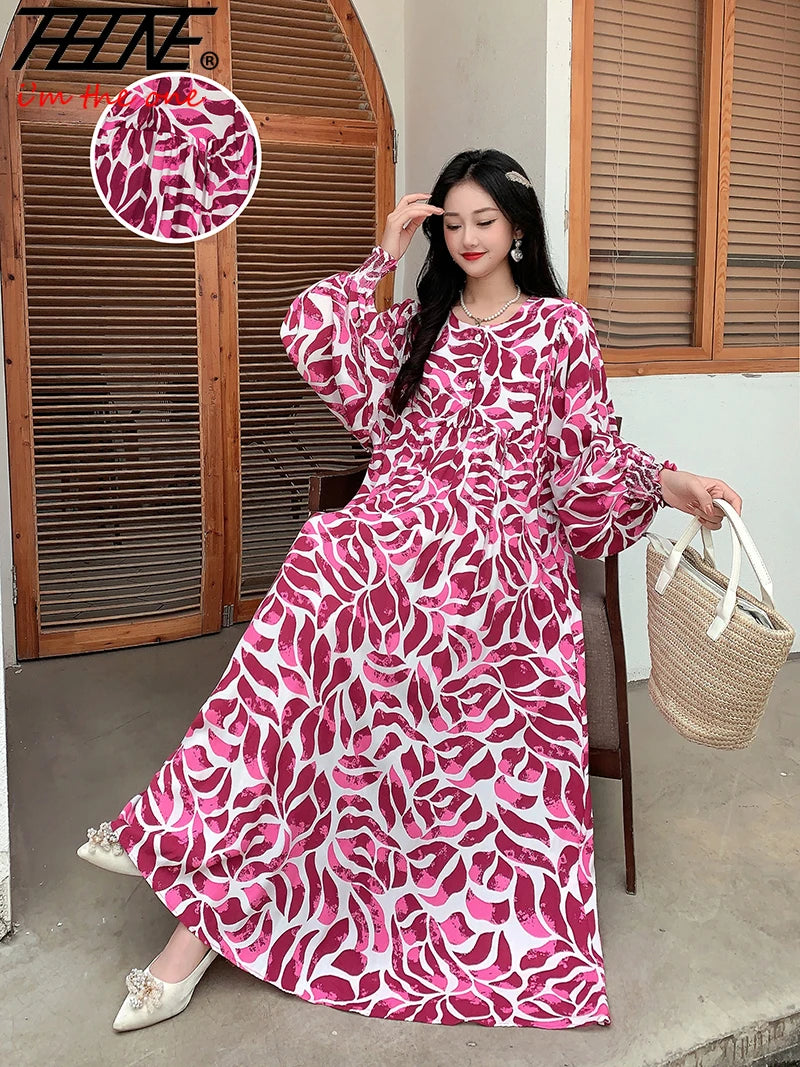Kleid Frauen Kleidung plus Größe Frühling Sommer böhmischen Strand koreanischen Stil Blumen Vintage Vestidos Robe lose Kleider übergroß.