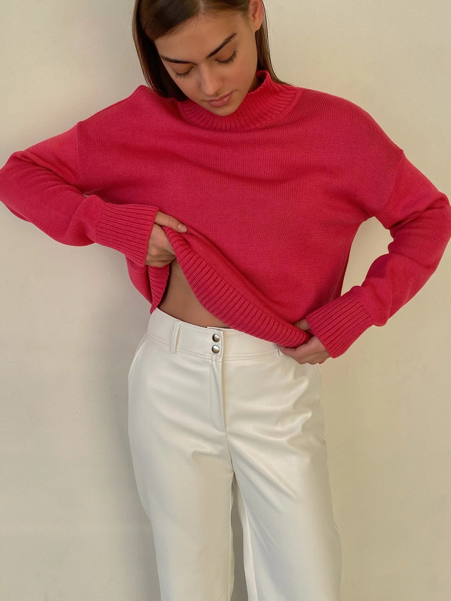 Herbst Und Winter Verdickte Rollkragenpullover frauen Lose Faul Gestrickte Pullover Silhouette Casual Pullover