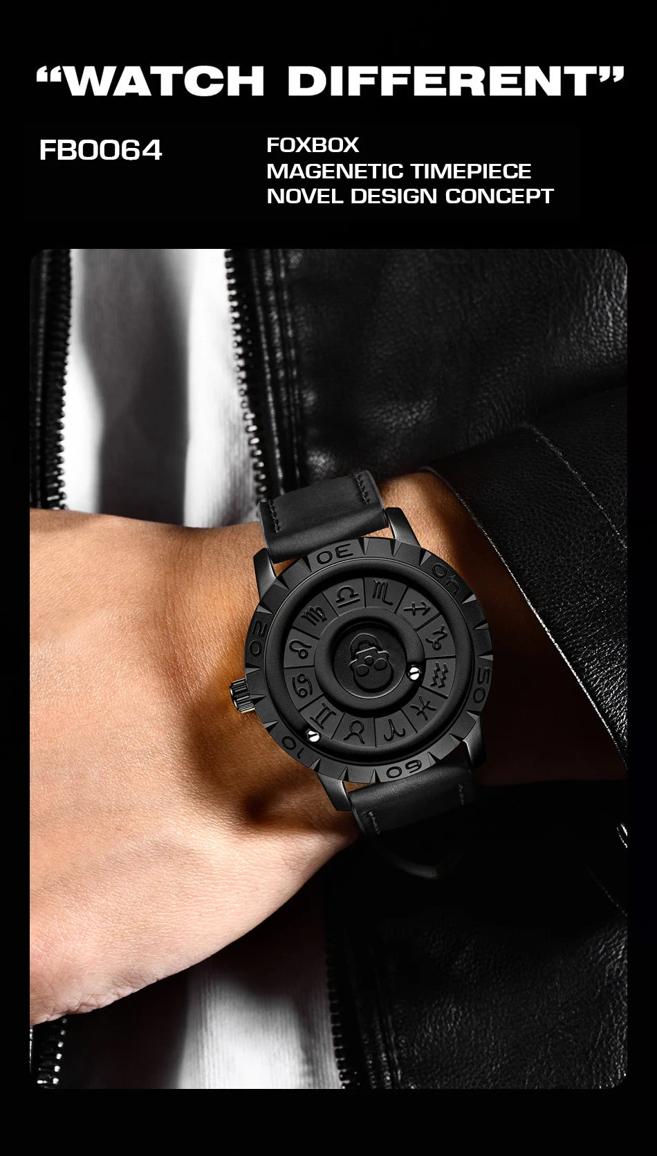 LIGE FOXBOX Unique Design Quartz Man Watch Simple Fashion Leather Belt Casual Sports Magnetic Srolling Beads Skull Men's Watches.