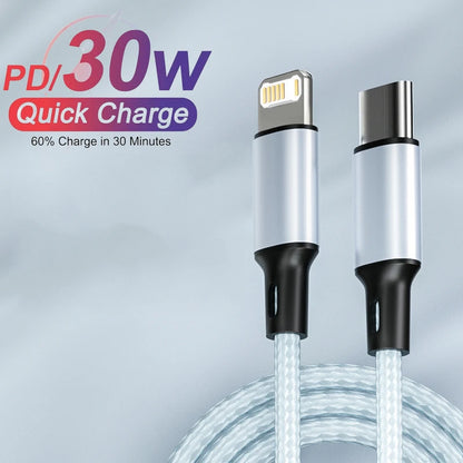 PD 30W Charger Cable For iPhone 14 13 12 11 Pro Max Mini XR XS Plus USB Type C To Lightning Fast Charging Data Line Accessories.