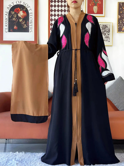 High Grade Fabric Women Party Dress Chiffon Open Abaya Muslim Women Dress Islamic Clothing Cardigan Abaya Women Muslim Dress.