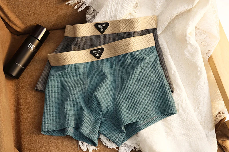 4 Stück Herren-Boxershorts, Eisseide, Unterwäsche, Unterhose, kühl, atmungsaktiv, sexy, schlankes Höschen, Netz-Dessous