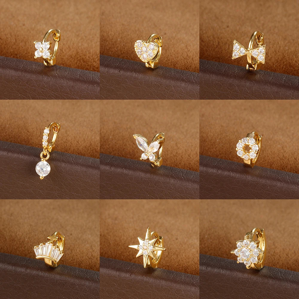 1Pc Stainless Steel Small CZ Hoop Cartilage Earrings Tiny Cross Tragus Rook Daith Earring Tragus Helix Rook Ear Piercing Jewelry.