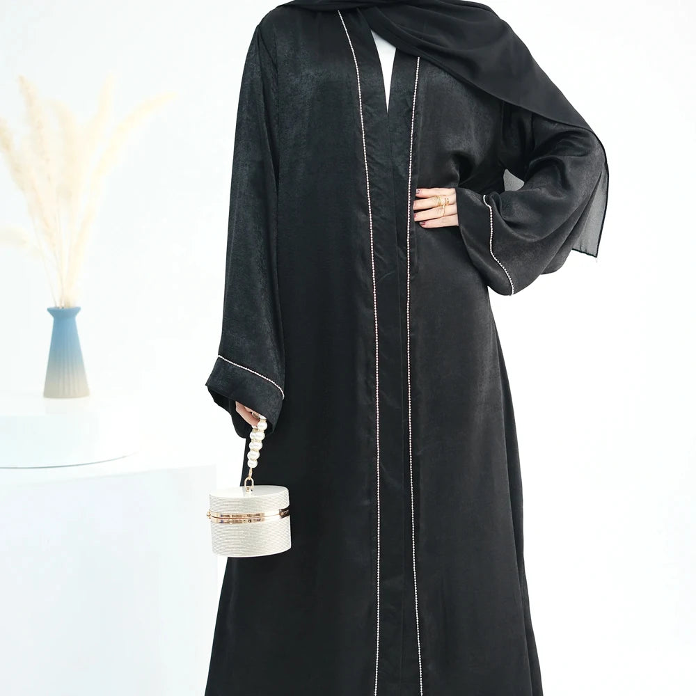 Ramadan Women's Galabiyas Solid Open Kaftan Dubai Abaya Dress Turkey Kimono Long Cardigan Fashion Muslim Islamic Clothing