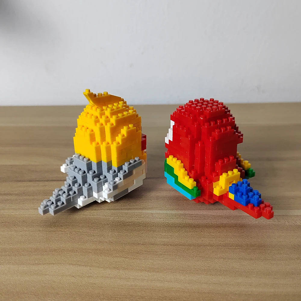 KNEW BUILT Colorful Parrot Micro Mini Building Blocks Assembly Toys 3D Model Bricks for Birds Funs Hands-on Ability Gift.