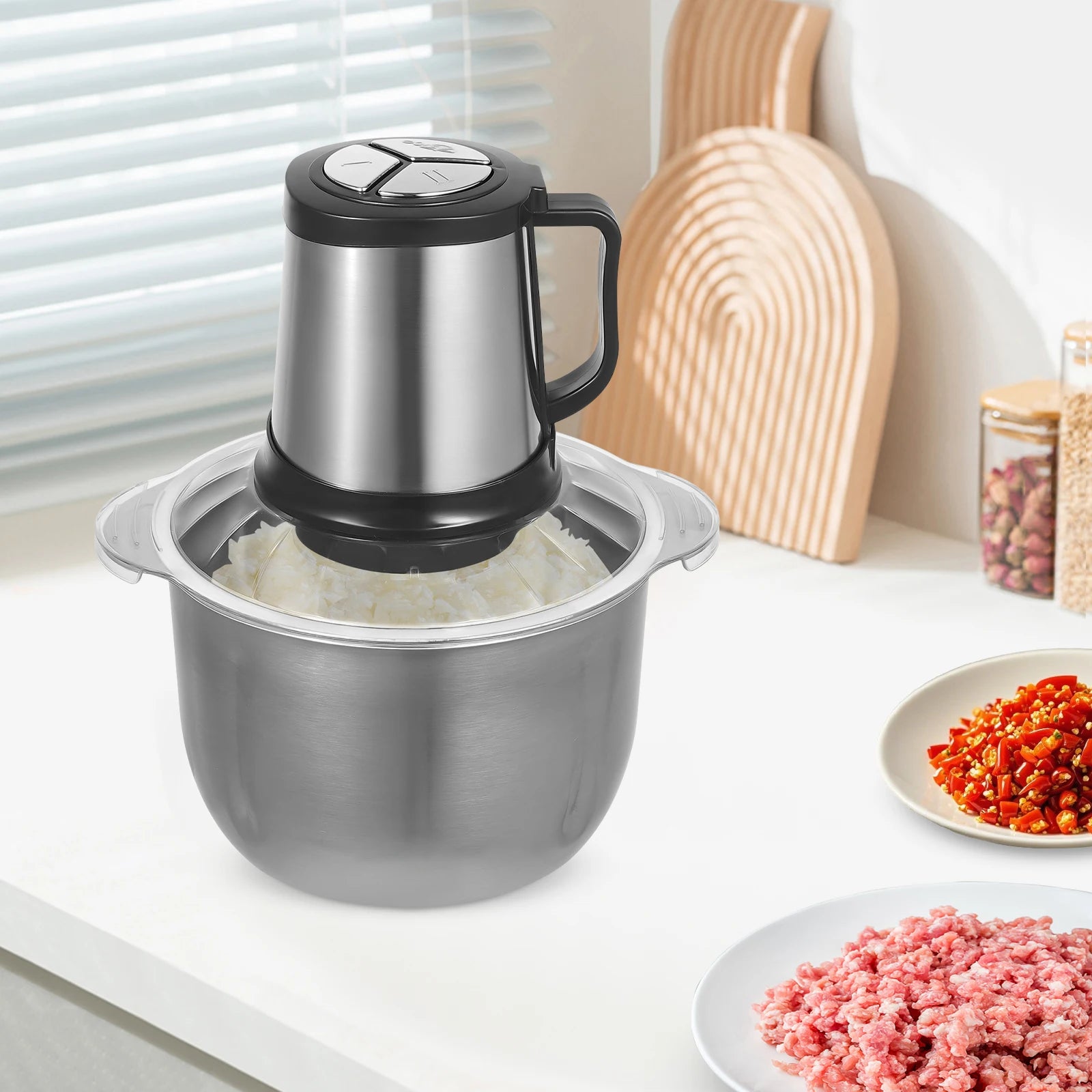 800W Electric Meat Grinder Machine, Stainless Steel Meat Grinding 4 Blades 5L/1.1Gal for Kitchens, Restaurants.