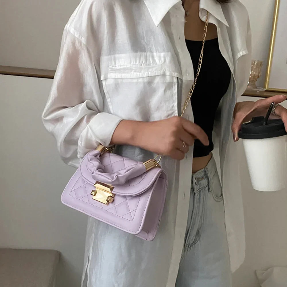 Women PU Leather Shoulder Bags Small Messenger Designer Female 2024 New Fashion Chain Rhomboid Crossbody Bag Ladies Mini Handbag.