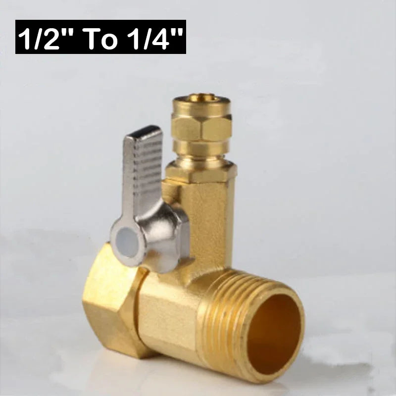 1/2'' To 1/4'' Brass Ball Valve RO Water Purifier Adapter Garden Water Ball Valve Tap Connector Hardware Accessories