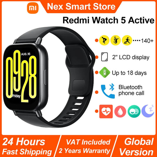Xiaomi Redmi Watch 5 Active Smart Watch, Bluetooth Call, 2" LCD Display, All Day Heart Rate Blood Oxygen Monitoring Smartwatch.