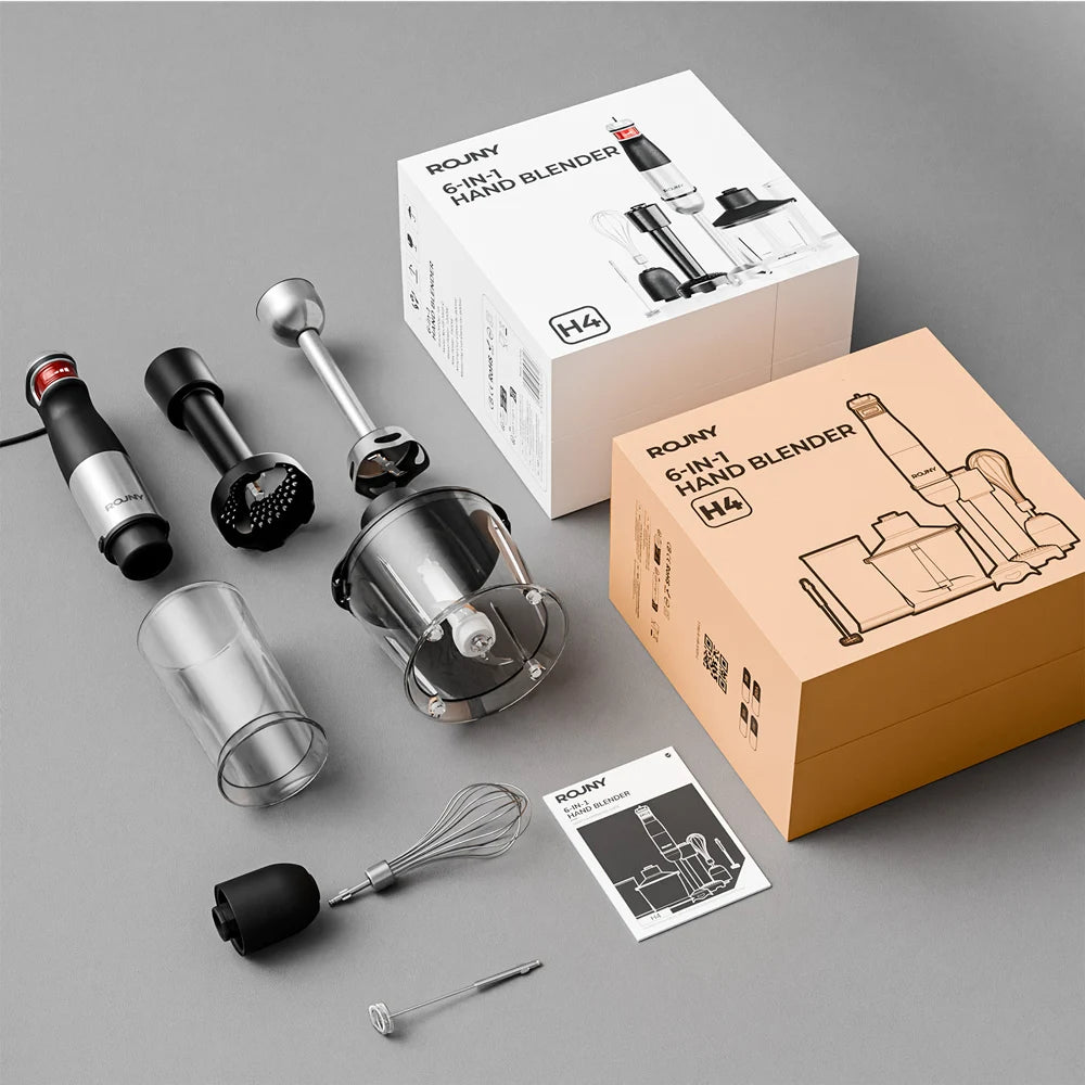 Electric Hand Held Stick Blender 6-in-1 Multi-Purpose Immersion Hand Blender,Stainless Steel Blades,Home & Kitchen,MAX 1500W.