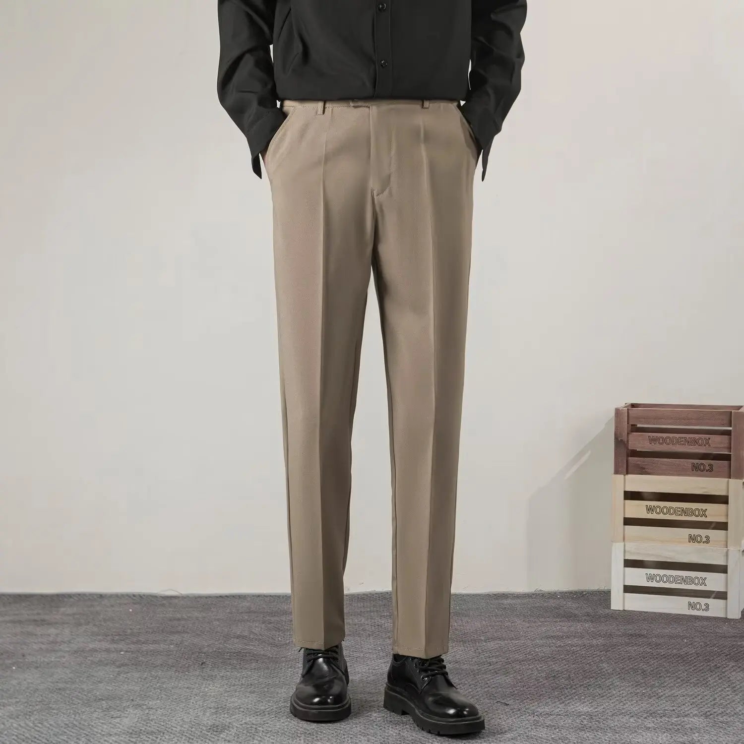 Summer Men's Solid Color Straight Casual Pants Fashion Classic Business Casual Male Brand Clothing Classic Slim Suit Trousers.