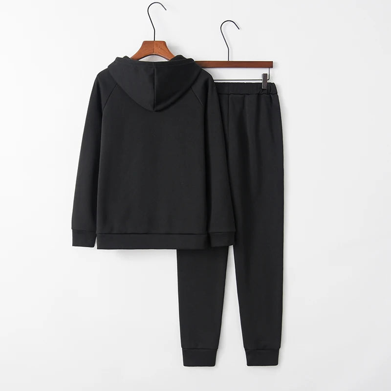 Autumn Women's Fleece Tracksuit 2 Pieces Set Pullover Hoodies+Pants Sport Suit Female Winter Warm Sweatshirt Suit for Woman.