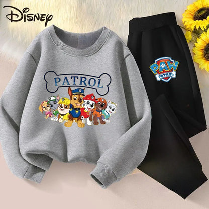 PAW Patrol Boys Long Sleeved Pullover Long Pant Two Piece Set Spring New Children's Hoodies Set Kids Casual Sweatsuit.