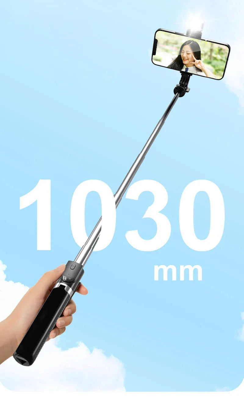 Portable Bluetooth Selfie Stick Retractable Multifunctional 103CM Phone HoldeTripod With Selfie light Wireless Remote Shutter.