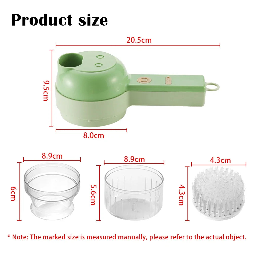 4In1 Electric Vegetable Cutter Set Handheld Wireless Electric Garlic Masher Food Chopper Meat Grinder Machine Food Peel Slice.