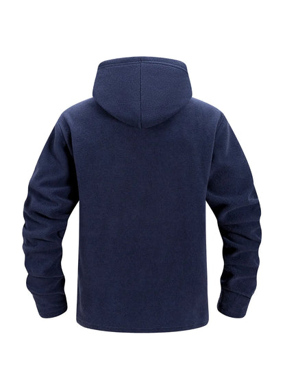 Autumn Winter Polar Fleece Warm Hooded Jacket Mens Full-Zip Up Windproof Hooded Coat Outdoor Loose Casual Fleece Sweatshirt.