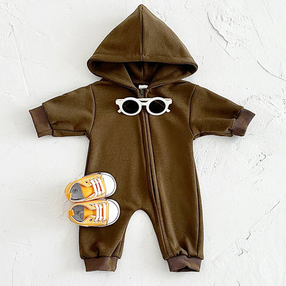 Baby Body suits einteilige Kapuze Reiß verschluss Overall dicke Neugeborene Baby kleidung Baby Boy bequeme warme Mädchen Baby kleidung Stram pler.