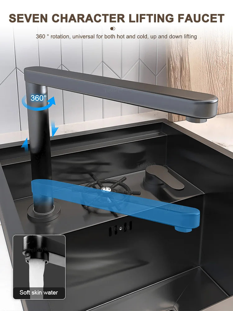 Versteckte Tassenwaschmaschine, Küchenspüle aus Edelstahl, kleiner Einzeltank mit Deckel, multifunktionales Bar- und Balkonwaschbecken