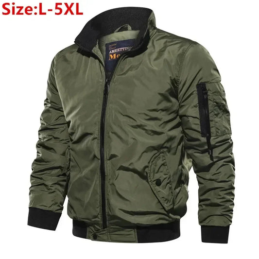 2025 Men's Fashion Cotton Warm Jackets Slim Fit Bomber Jacket  Autumn Winter Outdoor Casual Long Sleeve Warm Coats for Men 5XL.