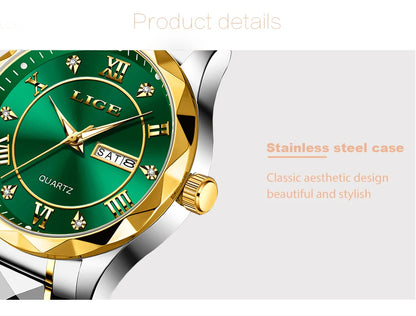 LIGE New Gold Watch Women Watches Ladies Creative Steel Women's Bracelet Watches Female Waterproof Clock Relogio Feminino+BOX.