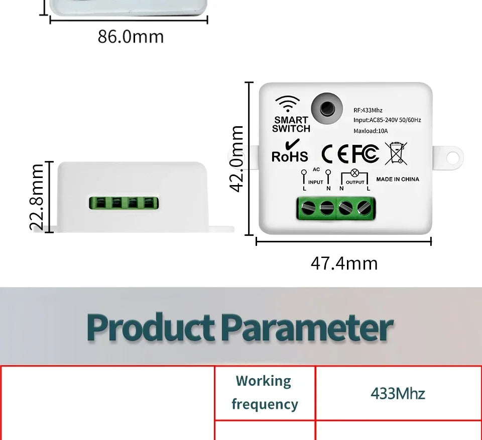 Drahtlose RF433MHz Fernbedienung Smart Switch 110V 220V 10A Relais Empfänger Wand Panel Schalter Led Lampe Fan EIN/AUS Licht Schalter