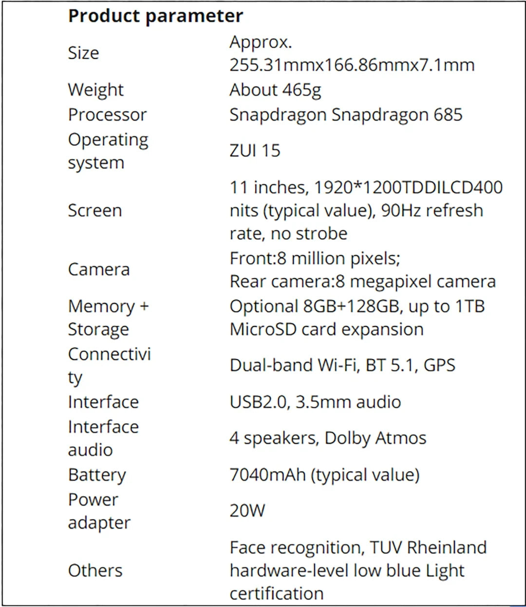 Global ROM Lenovo XiaoXin Pad 2024 Tablet+Case 8GB 128GB Pad Qualcomm Snapdragon 685 Octa Core 11" WIFI 8MP 7040mAh 20W Charger.